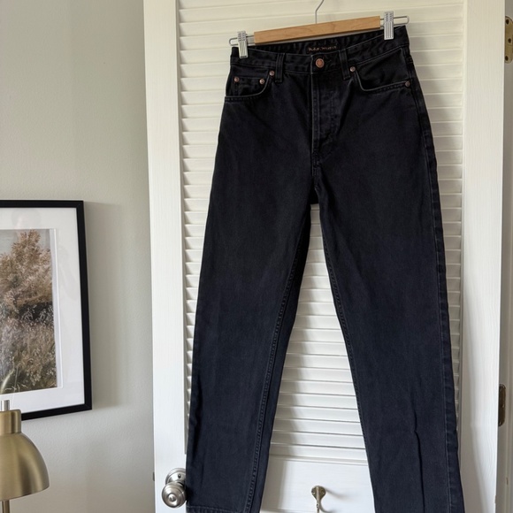 Women's Nudie Jeans Breezy Brit Aged Black Denim Jeans sz 27 Worn Once - Picture 4 of 15
